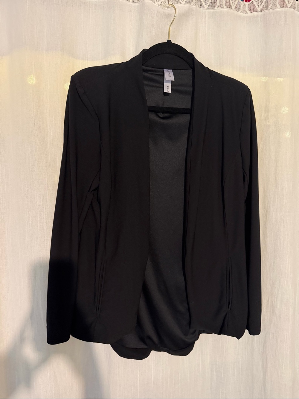 Black Open-Front Soft Knit Women’s Blazer Jacket